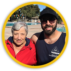Sandi and Bryce at pool